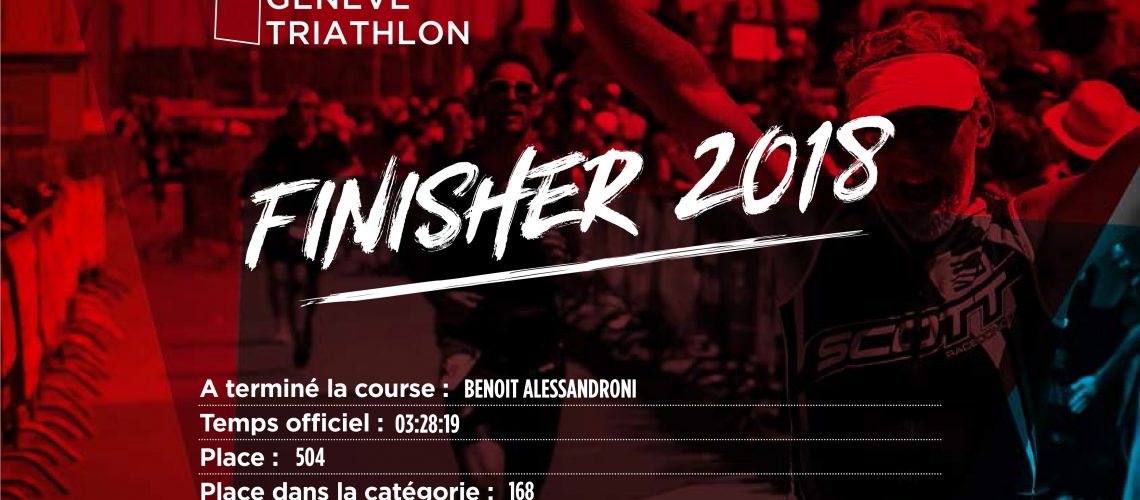 Certificat finisher la tour Genève Triathlon 2018